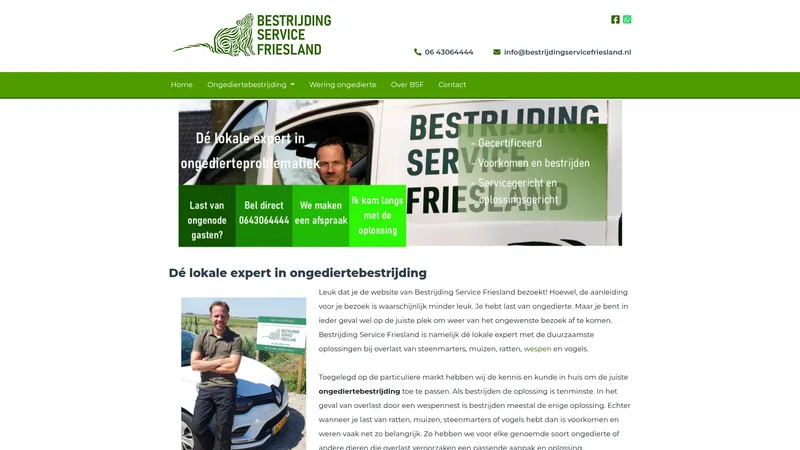 Website van Bestrijding Service Friesland