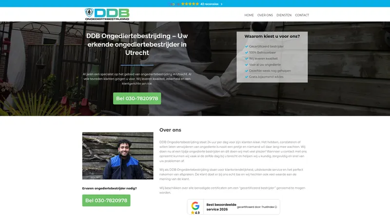 Website van DDB Ongediertebestrijding