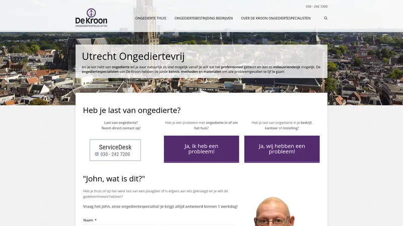 Website van De Kroon Ongediertespecialisten