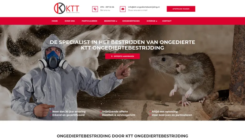 Website van KTT Ongediertebestrijding