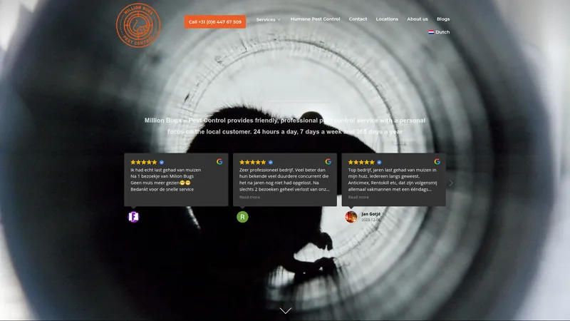 Website van Million Bugs