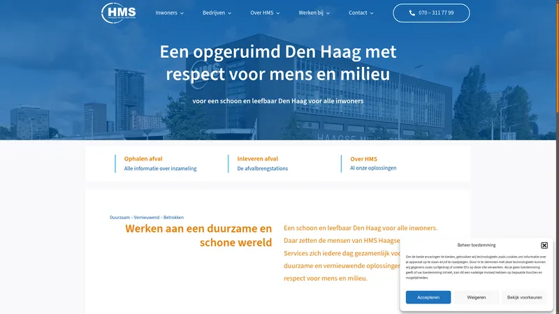 Website van N.V. Haagse Milieu Services (NVHMS)