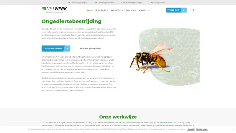 Website van Netwerk NV Plaagdiermanagement