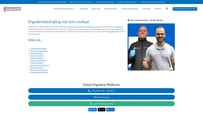 Website van Ongedierte Meldkamer