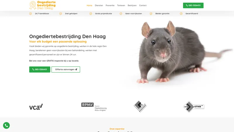 Website van Ongediertebestrijding Den Haag