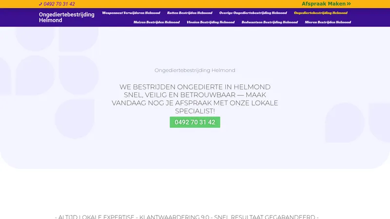 Website van Ongediertebestrijding Helmond