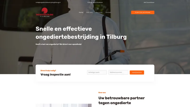 Website van Ongediertebestrijdingsdienst Tilburg