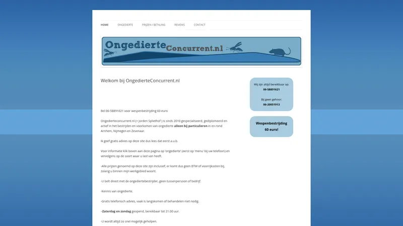 Website van Ongedierteconcurrent