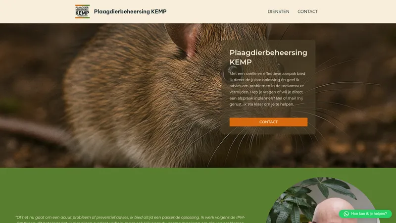 Website van Plaagdierbeheersing Kemp