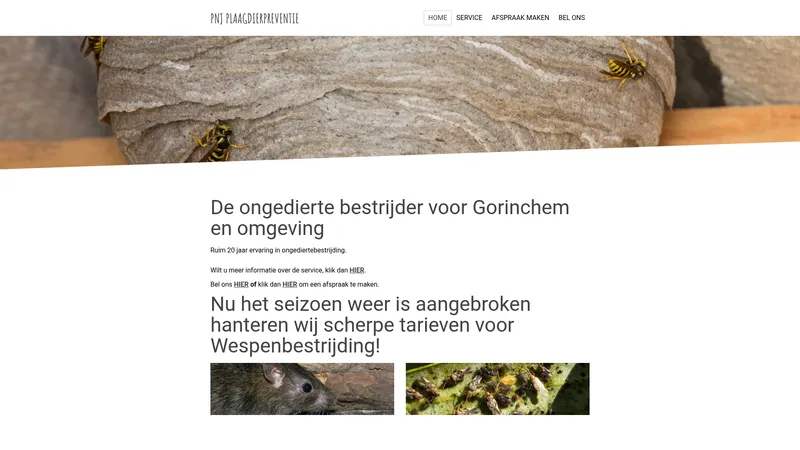 Website van PNJ Plaagdierpreventie