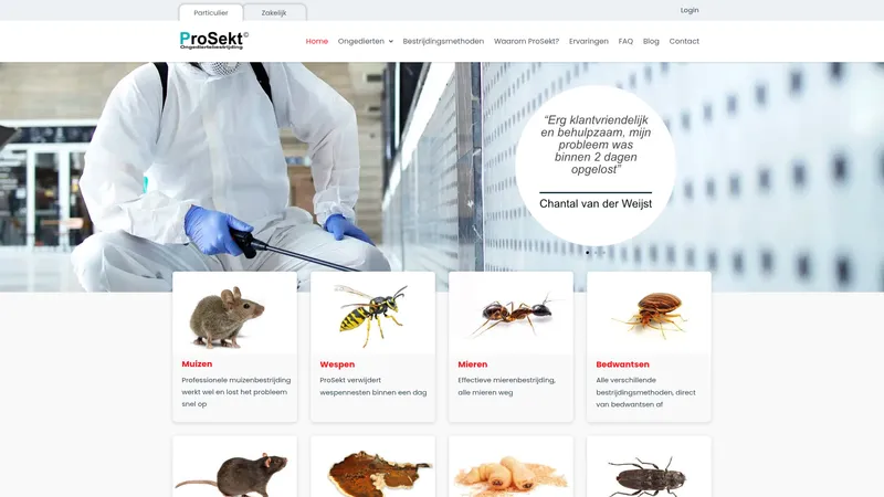 Website van Prosekt ongedierte bestrijding