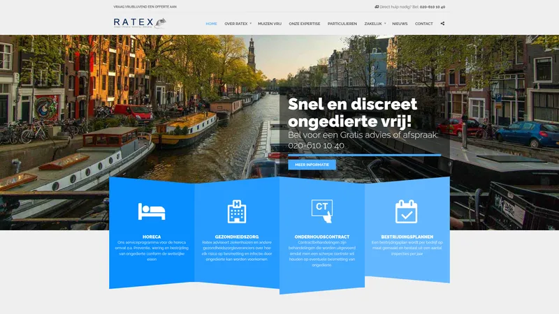 Website van Ratex Nederlandse Bestrijdingsonderneming Amsterdam