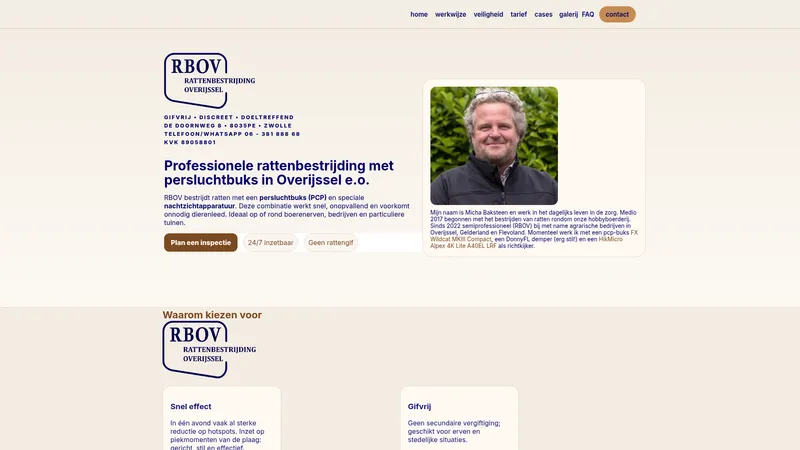 Website van RBOV Ratten Bestrijding Overijssel