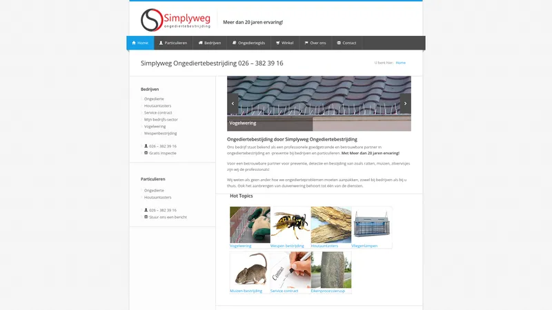 Website van Simplyweg Ongediertebestrijding