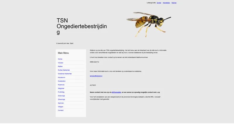 Website van TSN ongediertebestrijding