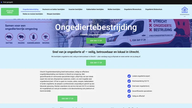 Website van Utrecht Ongediertebestrijding