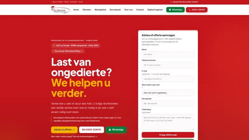 Website van Van Deuveren Plaagdierbeheersing & Advies