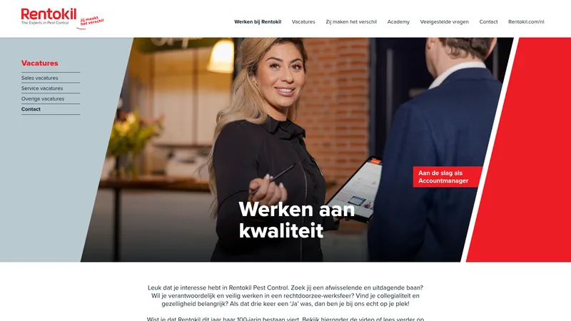 Website van Werken bij Rentokil