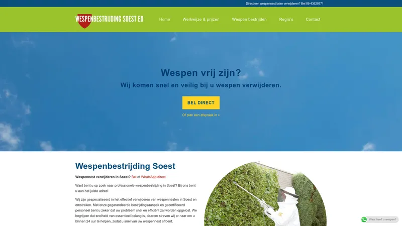 Website van Wespenbestrijding Soest e.o.
